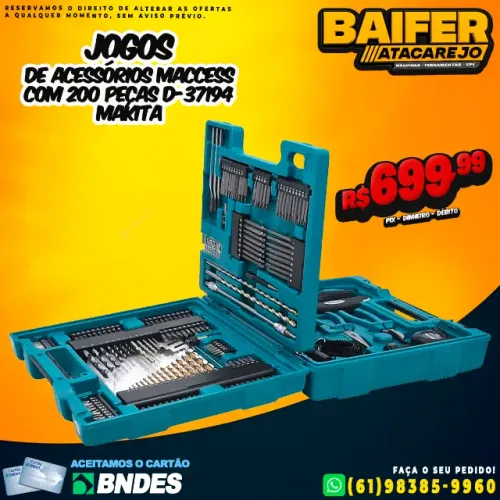 Jogo de Acessórios MACCESS Com 200 Peças D-37194 Makita