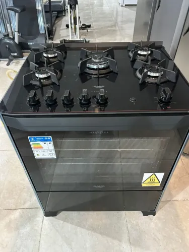 Fogão Dako 5B preto mesa de vidro + grade de ferro fundido (Nunca usado)