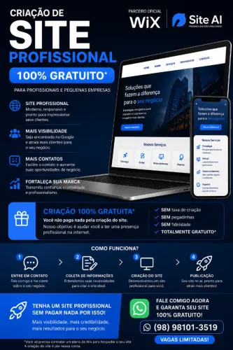 Criação de Site Profissional 100% Grátis | Parceiro Oficial Wix