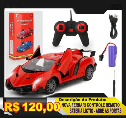 Carro Ferrari Controle Remoto - Bateria Lítio