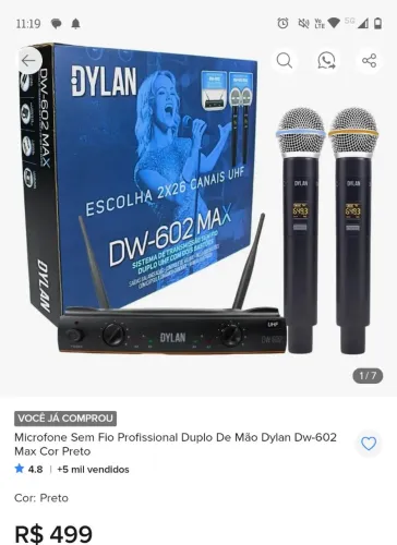 Microfone Dylan Dw 602 Max Novo R$ 400,00 