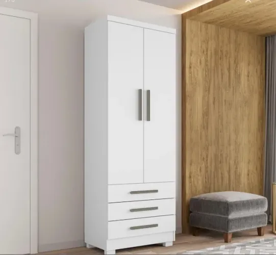 Guarda Roupa Branco Florença Slim 2 Portas