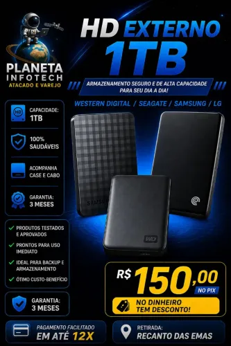 HD externo de 1 Tb ( com garantia )