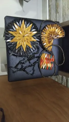 3 bolsas de madeira artesanal vintage