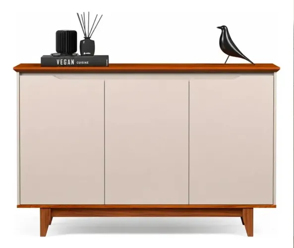 Aparador Buffet 3 Portas Balcão Para Sala De Jantar Off White/freijó
