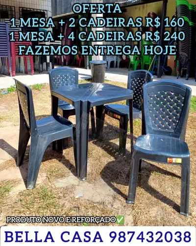 MESA E CADEIRA DE PLASTICO FMFMF ICMS LEVO DJSMS HJ HOJE