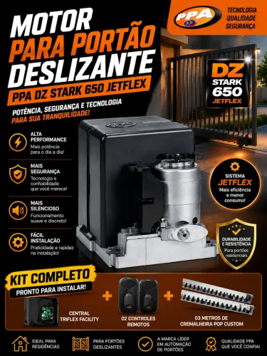 Motor para Portão Deslizante PPA DZ Stark 650 JetFlex (Kit Completo)