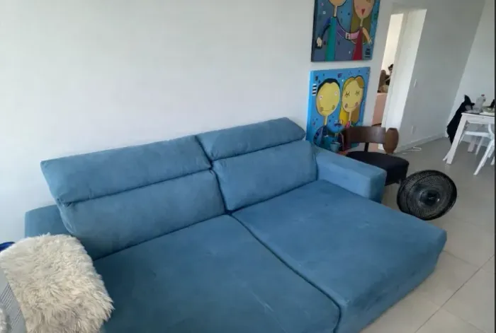 Sofá retrátil e reclinável de veludo (suede) - 4 lugares - 2,20m