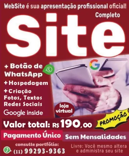 SITE OU ECOMMERCE PRÓPRIOS PRONTOS NA WEB COMPLETOS COM GOOGLE WHATSAPP SEM MENSALIDADES