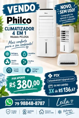 Climatizador Philco 4 em 1 PCL05A Velocidades Função Timer 127V.