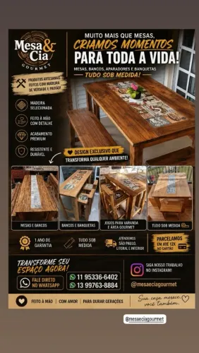 Área Gourmet, Mesas, Bancos ,Aparadores, Bancadas, Banquetas, Fachada, Deck e outros