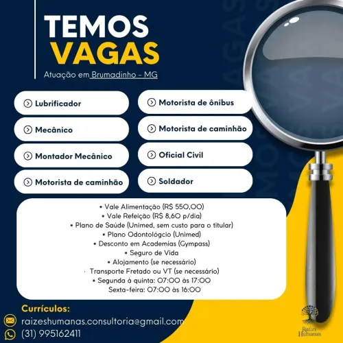 Vagas para Brumadinho (MG)