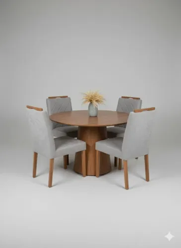 CONJUNTO DE MESA REDONDA MALVA 4 LUGARES MONTAGEM INCLUSA PAGA NA ENTREGA PARCELAS 12X