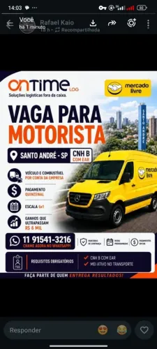 Precisamos motorista entregas
