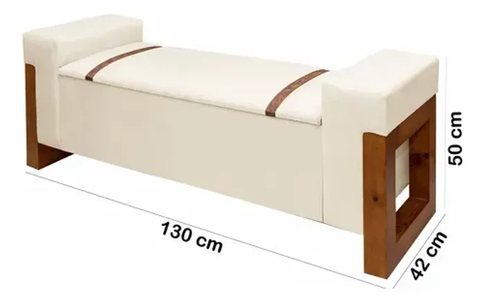 Recamier Baú Retro Sapateira Luxo Decorativo Estofado Tamanho 130 Cm Móveis De Armazenamen