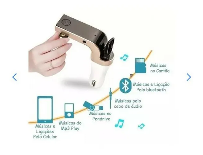 Transmisor Mp3 Carg7 Bluetooth Carregador Veicular G7 Com Fm