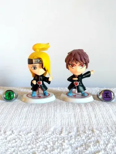 Action figure Equipe Akatsuki Naruto Shippuden - Deidara e Sasori (acompanha anel)