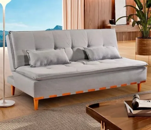 sofá cama linho[nice cinza]