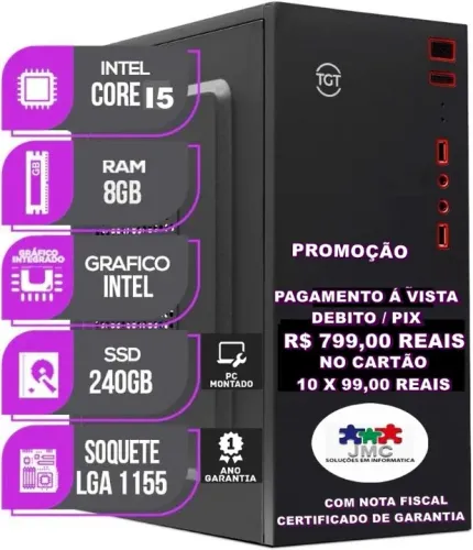 cpu_Intel core I5 4ª Geração+08gb+ssd240+win10+office+antivirus no PIX 799,00 reais  