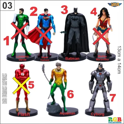 Colecionáveis DC Liga da Justica (Batman, Aquaman e Cyborg)