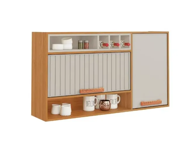 Armário de Cozinha Aéreo Nápoles Cinamomo/Off White Até 12x - Frete Grátis 