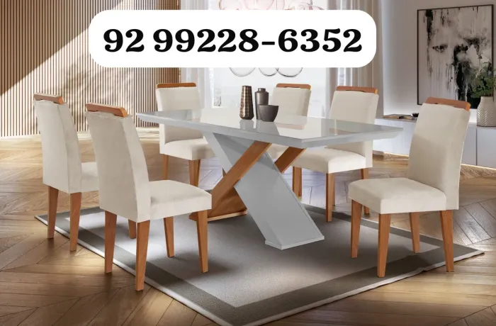 Mesa de Jantar 6 Cadeiras - Branco - Nova