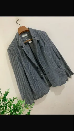 Blazer Listrado Azul e Branco