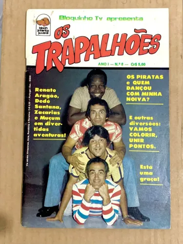 Raro Gibi Trapalhões n.8 com Brinde Bloch 1977 Ótimo Bloquinho TV Didi Dedé Mussum Zacaria