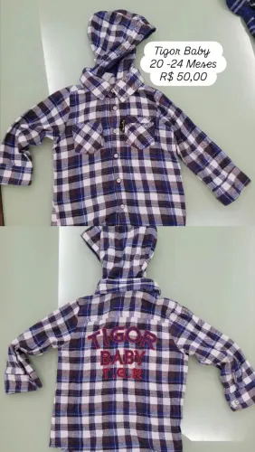 Camisa Flanelada Tigor Baby com Capuz - 20-24 Meses