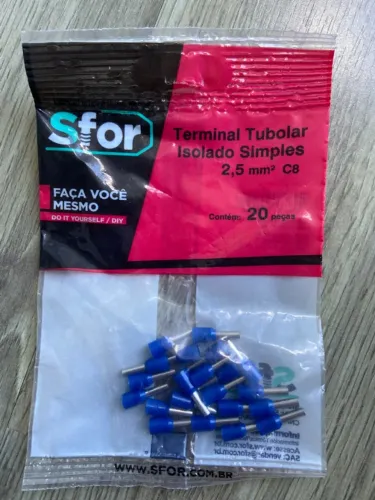 Terminal Tubular Isolado Simples 2,5mm² C8 (20 unid)