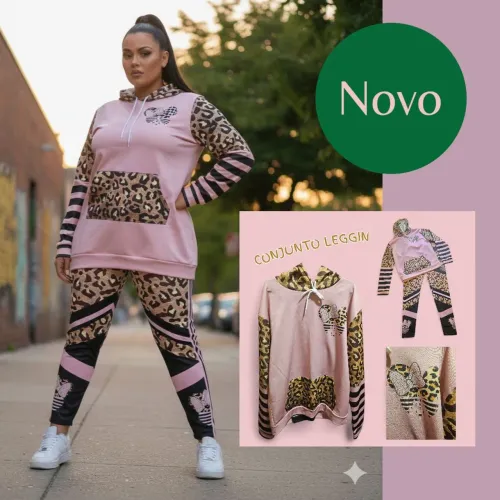 CONJUNTO LEGGIN Estampa MINNIE + Leopardo - GG+
