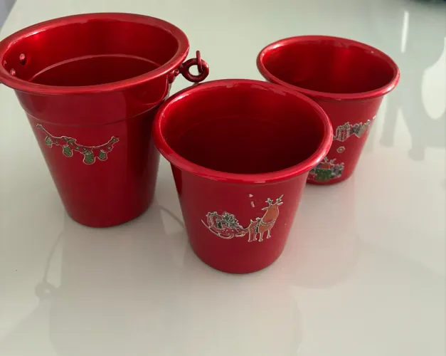 Kit 3 Cachepos de Natal novo