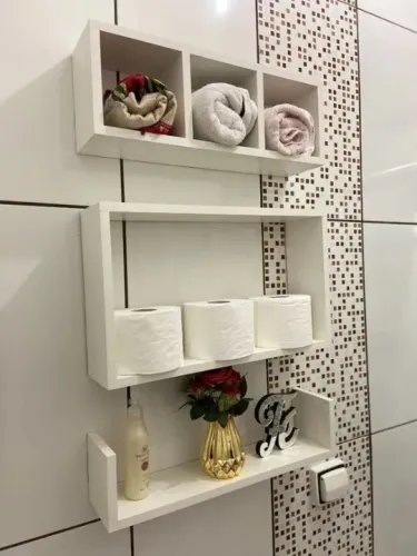 Kit 3 Nicho Mdf Branco Banheiro Sala Quarto Organizador