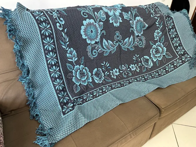 Colcha casal nuances em azul 