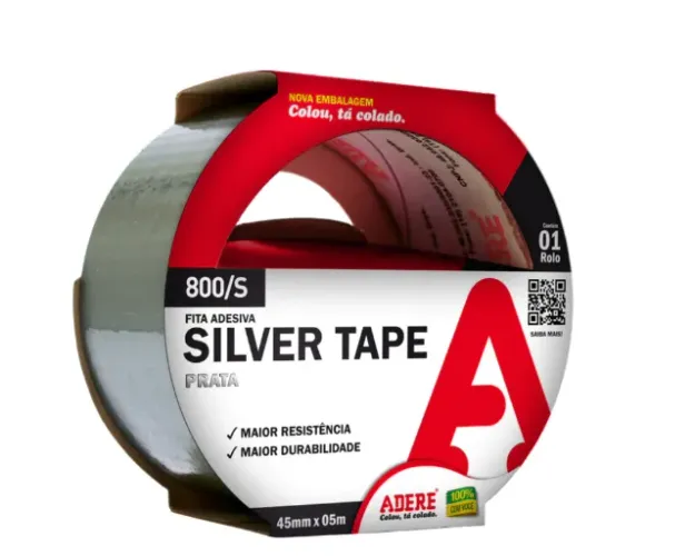 Kit 2 Fita Adesiva Silver Tape 45mm X 5m Adere Reforçada