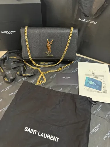 Bolsa Saint Laurent Couro Caviar Black Gold Original 