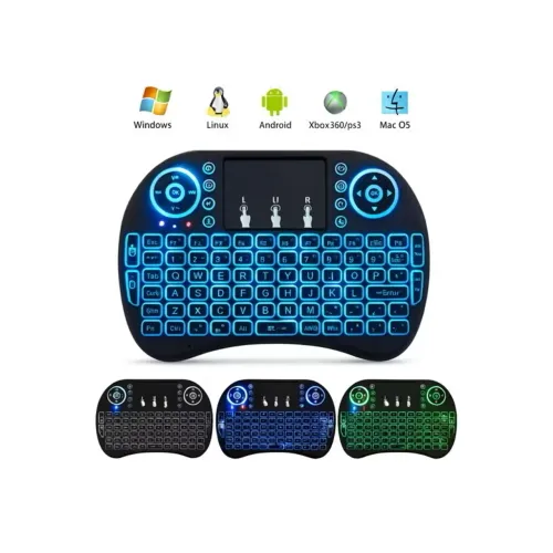 Mini Teclado Controle Sem Fio Para (Controle Smart Tv Box, Xbox, PS3, PC) com LED