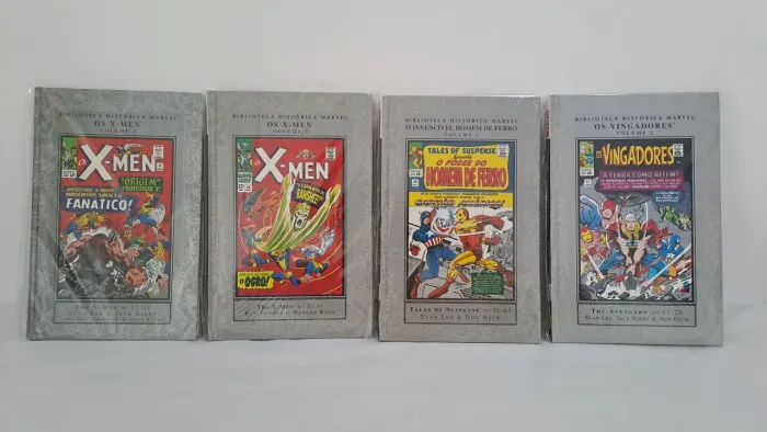 * MT 4 Livros Biblioteca Histórica Marvel X-men Homem de Ferro Vingadores