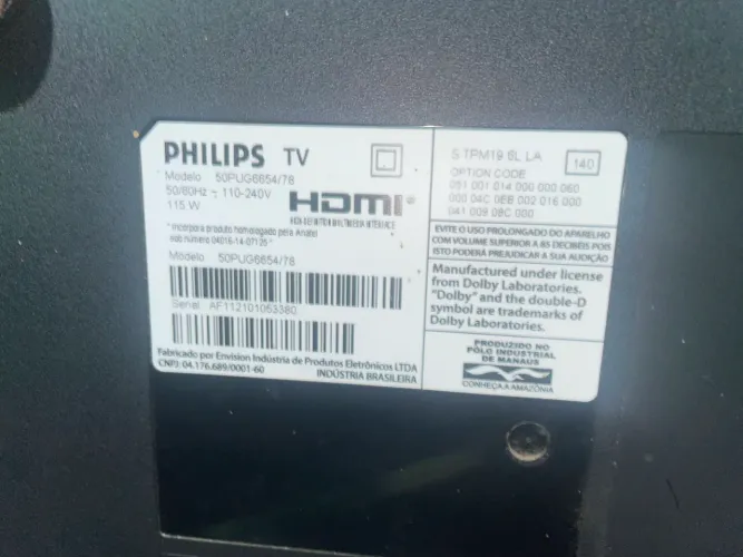 TV philips 50? Smart modelo 50PUG6654 com defeito na tela - para peças