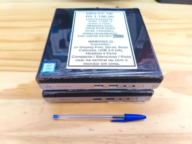 Mini PC HP i3-9100t 8GB DDR4 SSD 240GB Windows 11 Suporta 2 telas USADO