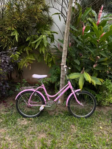 Bicicleta antiga infantil feminina Monark Brisa/Brisinha rosa, aro 20