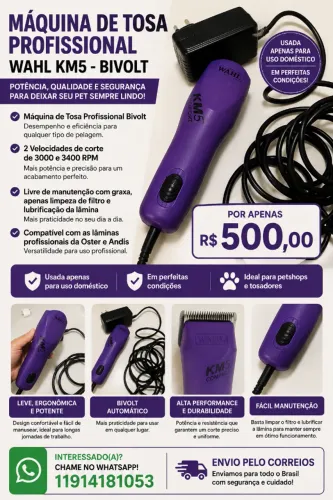 Máquina de Tosa Profissional Wahl KM5- Bivolt Automático