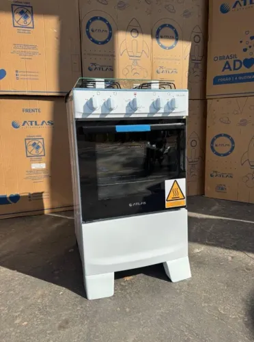 FOGAO ATLAS INOX 4 BOCAS ASCENDIMENTO MANUAL BRANCO-PRODUTO NOVO COM 1 ANO DE GARANTIA!