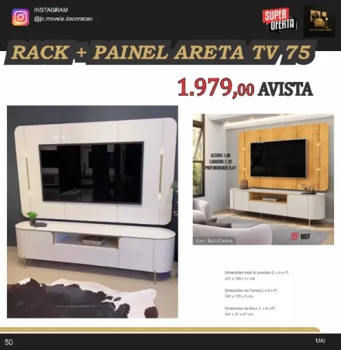 PAINEL E RACK ARETA EM MDF