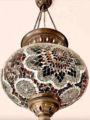 Luminária Pendente Turca em Mosaico - Artesanal/Oriental