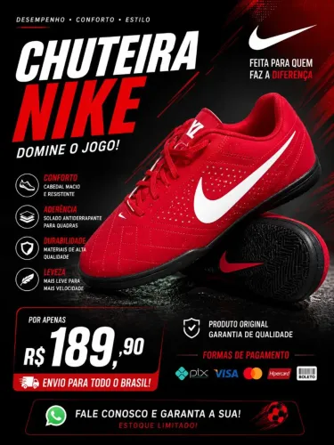 ? Chuteira Nike Futsal Original - Conforto, Estilo e Alto Desempenho! ?