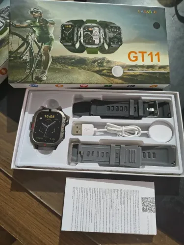 Smartwatch GT11 LAXASFIT 2.01 Bluetooth Chamadas - Novo (Preto/Verde)