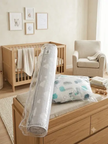 Kit Enxoval Bebê Novo - Rolo Protetor Berço + Almofada Nuvem