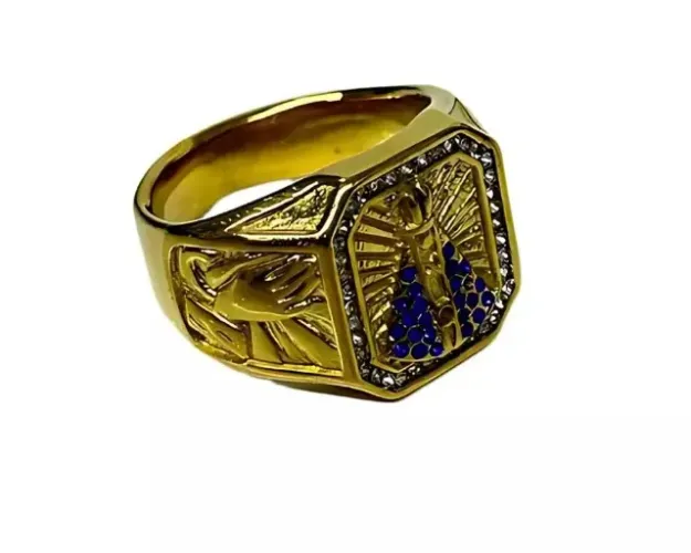 anel santa nossa senhora aparecida dourado aço inox 316l unisex10201200 1un