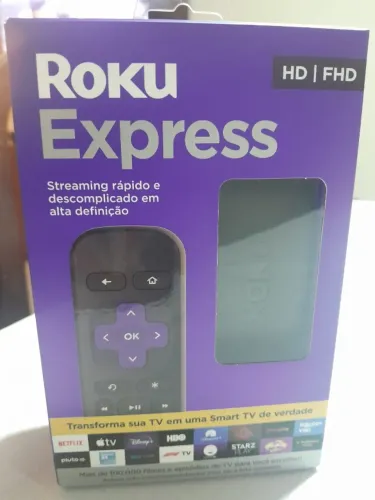 Roku Express Dispositivo de Streaming Full HD com Controle Remoto e Comandos para Apps